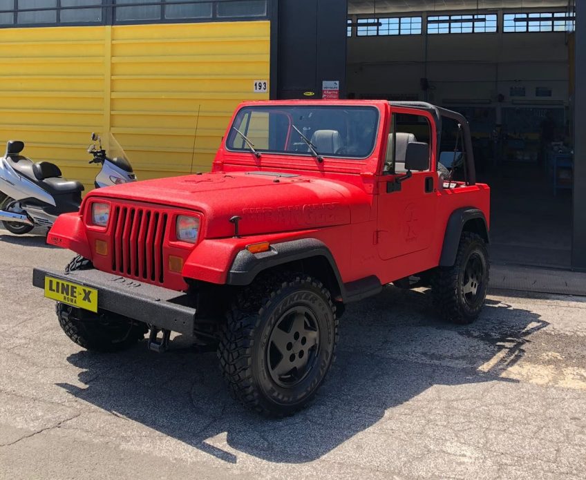 Red Hot Jeep Wrangler LINE-X